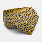 Art Deco Gold und Blue Neck Tie Krawatte (Gerollt)