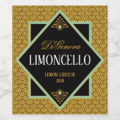 Art Deco - Gold und Schwarzes Likör Weinetikett (Einzelnes Label)