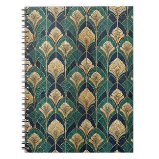 Art Deco Gold- und Türkis abstrakt geometrisches M Notizblock