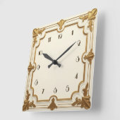 Art Deco Gold und Weiß Quadratische Wanduhr (Winkel)