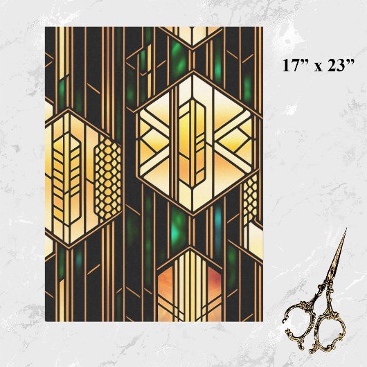 Art Deco Gold verkleidete Glaskunstwerke Grosses Seidenpapier