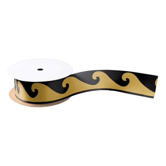 Art Deco Gold Waves Satinband (Spule)