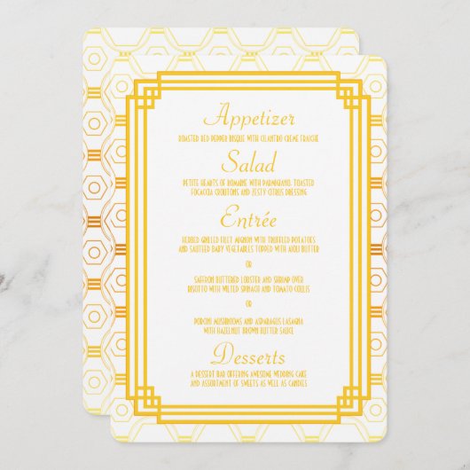 Art Deco Gold Wedding Menu Cards Menükarte (Vorne/Hinten)