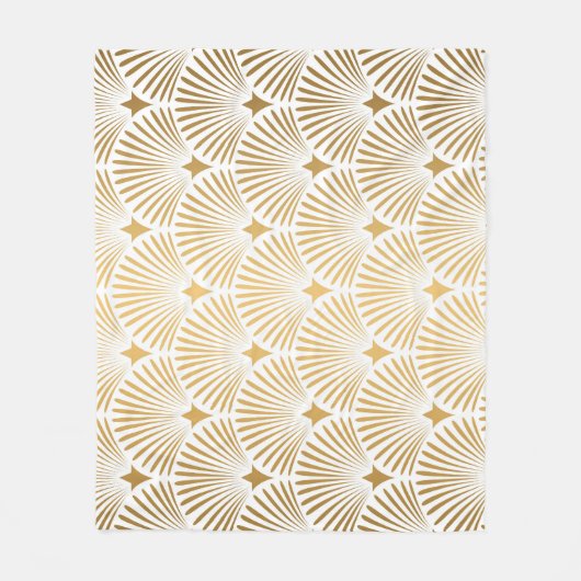 Art Déco: Gold-Weiß-Eleganz. Fleecedecke (Vorderseite)