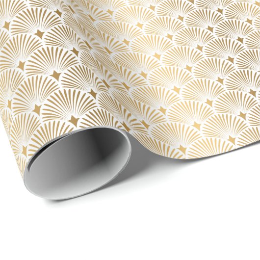 Art Déco: Gold-Weiß-Eleganz. Geschenkpapier (Rolleneckpunkt)