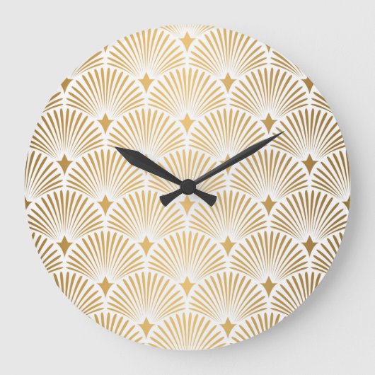 Art Déco: Gold-Weiß-Eleganz. Große Wanduhr (Vorderseite)