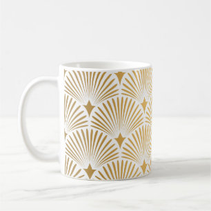 Art Déco: Gold-Weiß-Eleganz. Kaffeetasse