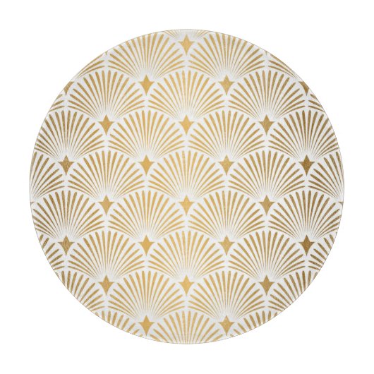 Art Déco: Gold-Weiß-Eleganz. Schneidebrett (Vorderseite)