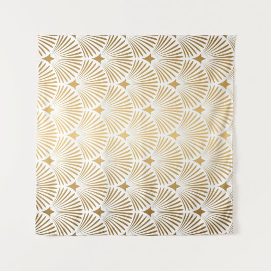 Art Déco: Gold-Weiß-Eleganz. Wandteppich (Vorderseite (Horizontal))