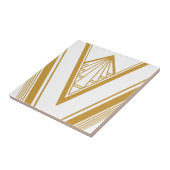 Art Deco Gold Weißer Eleganter, geometrischer Rahm Fliese (Seite)