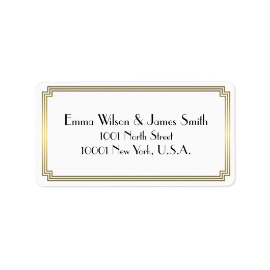 Art Deco Gold White Address Labels Adressaufkleber (Vorne)