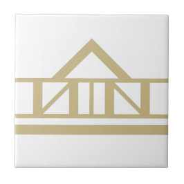 Art Deco Gold White Simple Geometric Border 02 Fliese