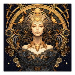 Art Deco Gold Woman Fotodruck