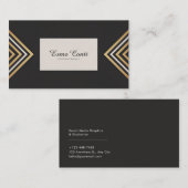 Art Deco Gold Zickzack Schwarz/Weiß Visitenkarte (Vorne/Hinten)