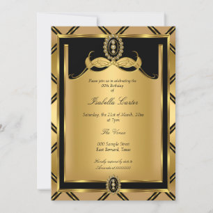 Art Deco Golden Black Juwel Geburtstagsparty Einladung