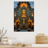 Art Deco Golden Crown Monument Architektur Poster (Küche)