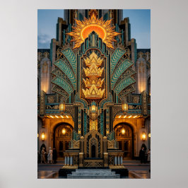 Art Deco Golden Crown Monument Architektur Poster