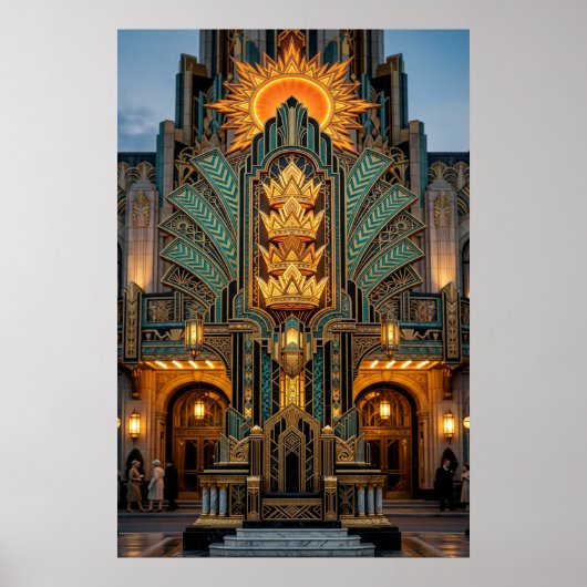 Art Deco Golden Crown Monument Architektur Poster (Vorne)