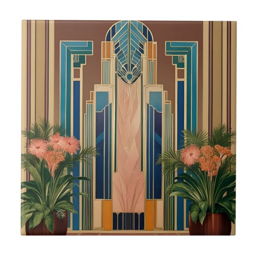 Art Deco Golden Erbe Eintritt in die Keramik Fliese (Vorderseite)