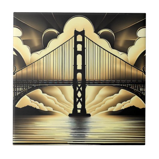 Art Deco Golden Gate Bridge Fliese (Vorderseite)