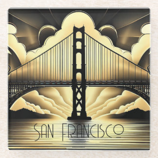 Art Deco Golden Gate Bridge Glasuntersetzer