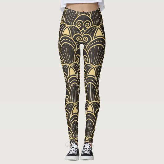 Art Deco: Golden geometrische Fliesen. Leggings (Vorderseite)