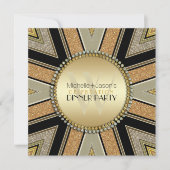 Art Deco Golden Glitzer Abendessen Party Einladung (Vorderseite)