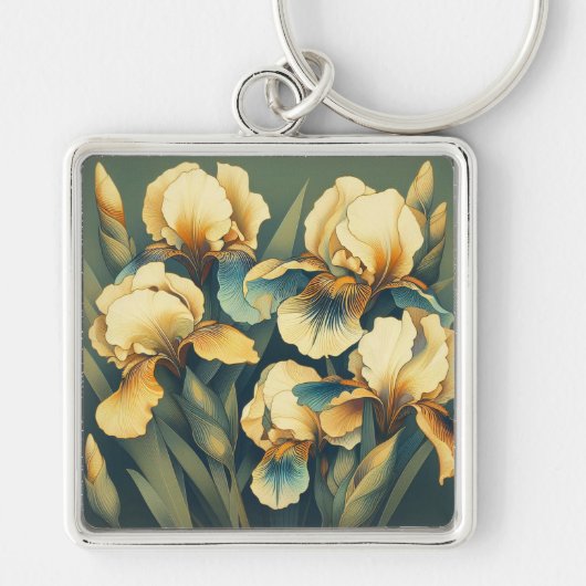 Art Deco Golden Iris Schlüsselanhänger (Vorne)