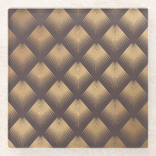 Art Deco Golden: Minimalistisch nahtlos Glasuntersetzer