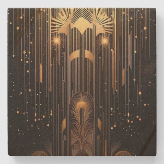 Art Deco Golden Rain Steinuntersetzer (Vorderseite)