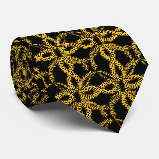 Art Deco Golden Snake Pattern Krawatte (Gerollt)