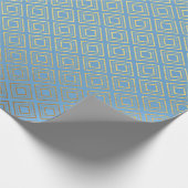 Art Deco Golden Squares Blue Geometric Vip Geschenkpapier (Ecke)