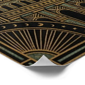 Art Deco Golden Sun Face Palace Poster | Celestial (Ecke)