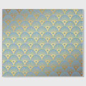 Art Deco Golden Waves Seashells Geschenkpapier (Flach)
