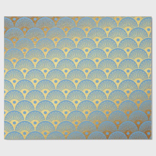 Art Deco Golden Waves Seashells Geschenkpapier (Flach)