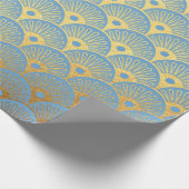 Art Deco Golden Waves Seashells Geschenkpapier (Ecke)