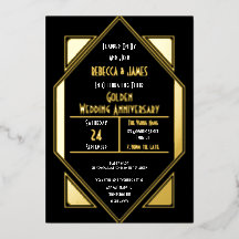 Art Deco Golden Wedding Anniversary Schwarzes Gold