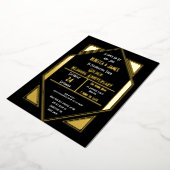 Art Deco Golden Wedding Anniversary Schwarzes Gold Folieneinladung (Gedreht)