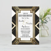 Art Deco Golden Wedding Jubiläum Einladung (Stehend Vorderseite)