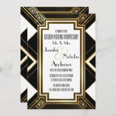 Art Deco Golden Wedding Jubiläum Einladung (Vorne/Hinten)