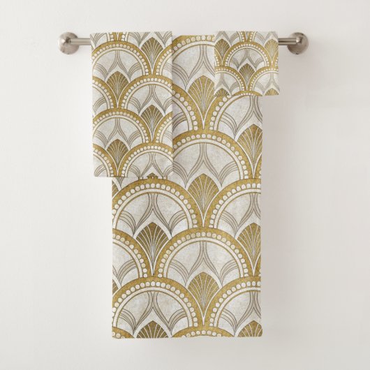 Art Deco Goldenbogen Badhandtuch Set (Insitu)
