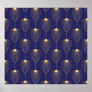 Art Deco goldene Blumen: elegant. Poster