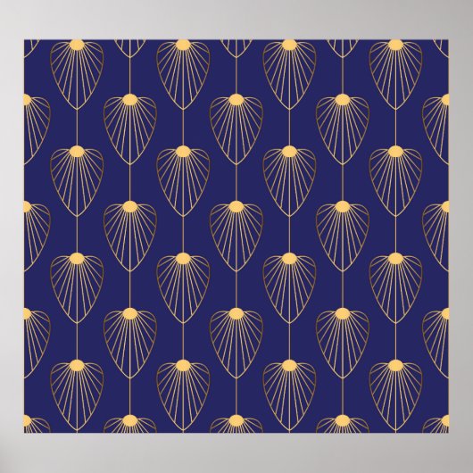 Art Deco goldene Blumen: elegant. Poster (Vorne)