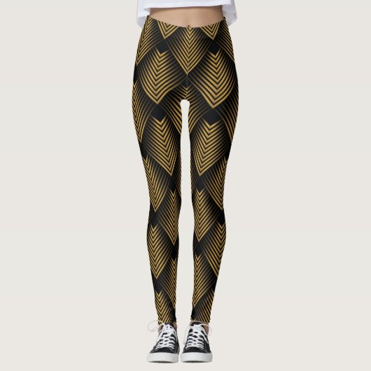 Art Déco: Goldene Quadrate, Ecktapete. Leggings (Vorderseite)