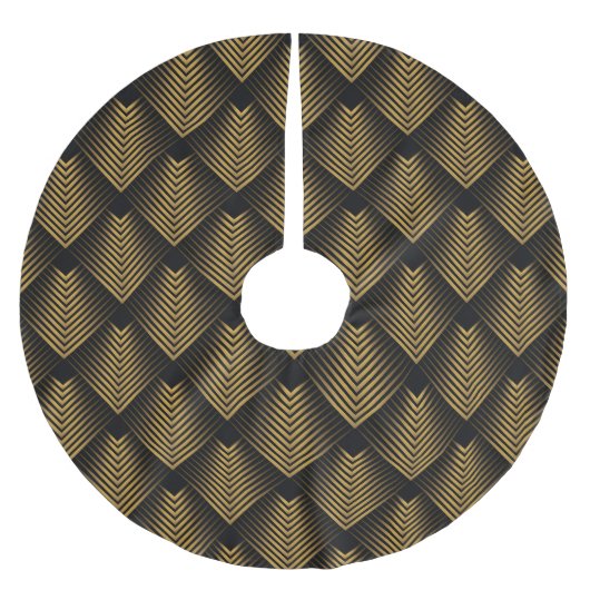 Art Déco: Goldene Quadrate, Ecktapete. Polyester Weihnachtsbaumdecke (Vorderseite)