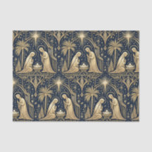 Art Deco Goldene Weihnachtsmuster auf Navyblau