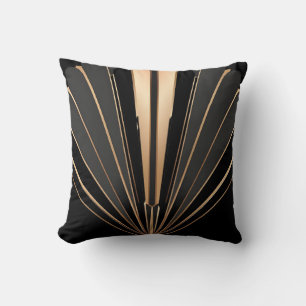 Art Deco Goldener Fächer Geometrische Eleganz Kissen