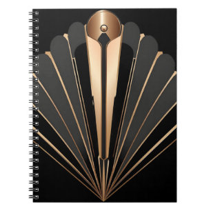Art Deco Goldener Fächer Geometrische Eleganz Notizblock
