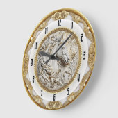 Art Deco Goldenes Pferd Große Wanduhr (Winkel)