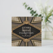 Art Deco Goldy Engagement Party Einladungen (Stehend Vorderseite)